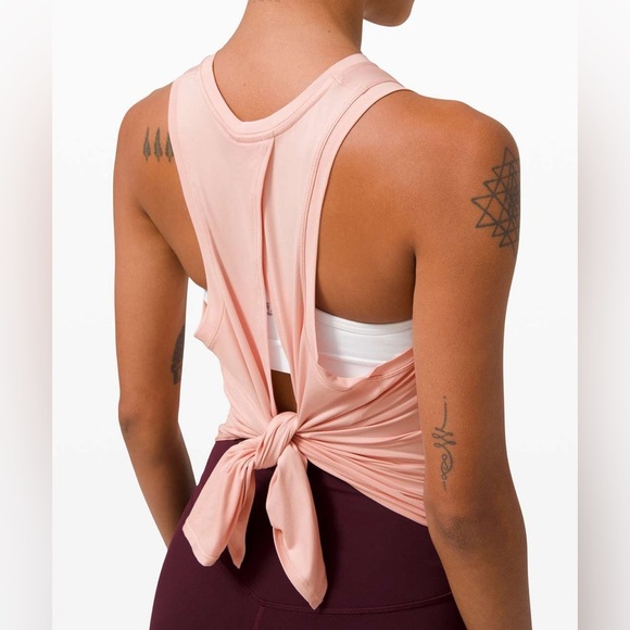 Lululemon All Tied Up Tank Top size 2 like new- 
 pink Mist - Picture 3 of 10